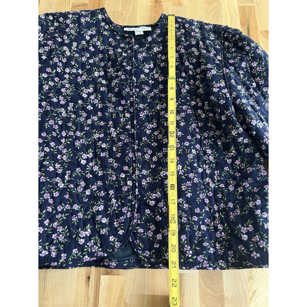Vintage 80s 90s Quilted Jacket and Maxi Skirt Set Cottage Navy Purple Floral L - Picture 13 of 16